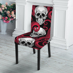 Red Octopus Skull Pattern Print Dining Chair Slipcover