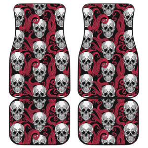 Red Octopus Skull Pattern Print Front and Back Car Floor Mats