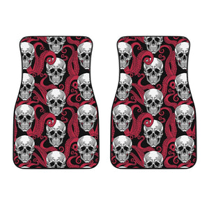 Red Octopus Skull Pattern Print Front Car Floor Mats