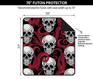 Red Octopus Skull Pattern Print Futon Protector