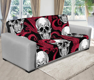 Red Octopus Skull Pattern Print Futon Protector