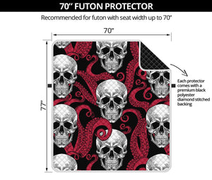 Red Octopus Skull Pattern Print Futon Protector