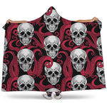 Red Octopus Skull Pattern Print Hooded Blanket
