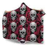 Red Octopus Skull Pattern Print Hooded Blanket