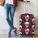 Red Octopus Skull Pattern Print Luggage Cover GearFrost