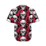 Red Octopus Skull Pattern Print Men's Baseball Jersey