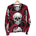 Red Octopus Skull Pattern Print Men's Crewneck Sweatshirt