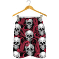 Red Octopus Skull Pattern Print Men's Shorts
