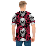 Red Octopus Skull Pattern Print Men's T-Shirt