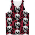 Red Octopus Skull Pattern Print Men's Tank Top