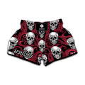 Red Octopus Skull Pattern Print Muay Thai Boxing Shorts