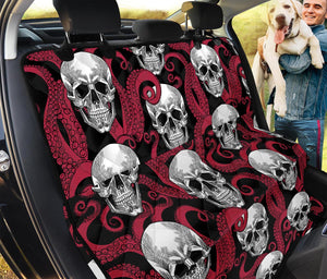 Red Octopus Skull Pattern Print Pet Car Back Seat Cover