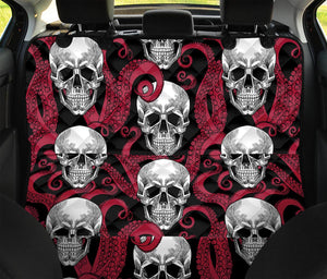 Red Octopus Skull Pattern Print Pet Car Back Seat Cover