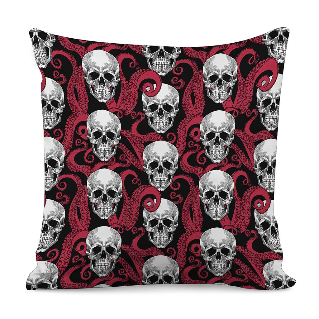 Red Octopus Skull Pattern Print Pillow Cover