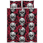 Red Octopus Skull Pattern Print Quilt Bed Set