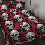 Red Octopus Skull Pattern Print Quilt Bed Set