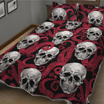 Red Octopus Skull Pattern Print Quilt Bed Set