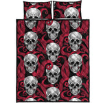 Red Octopus Skull Pattern Print Quilt Bed Set