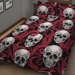 Red Octopus Skull Pattern Print Quilt Bed Set