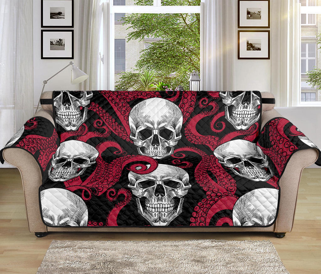 Red Octopus Skull Pattern Print Sofa Protector