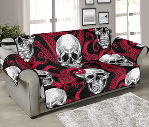 Red Octopus Skull Pattern Print Sofa Protector