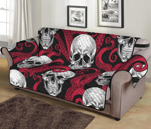 Red Octopus Skull Pattern Print Sofa Protector