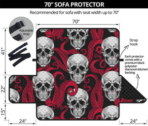 Red Octopus Skull Pattern Print Sofa Protector