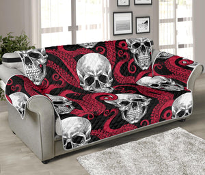 Red Octopus Skull Pattern Print Sofa Protector