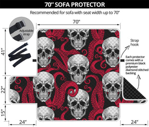 Red Octopus Skull Pattern Print Sofa Protector