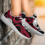 Red Octopus Skull Pattern Print Sport Shoes GearFrost