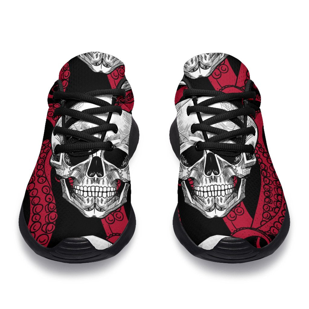 Red Octopus Skull Pattern Print Sport Shoes GearFrost