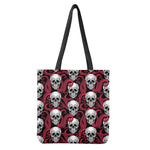 Red Octopus Skull Pattern Print Tote Bag