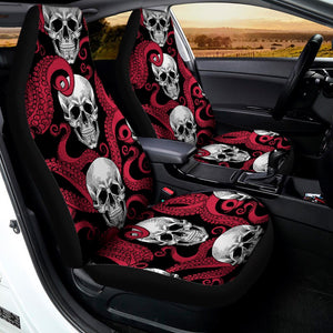 Red Octopus Skull Pattern Print Universal Fit Car Seat Covers