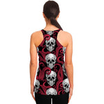 Red Octopus Skull Pattern Print Women's Racerback Tank Top