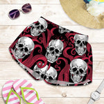 Red Octopus Skull Pattern Print Women's Shorts