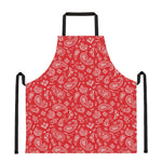 Red Paisley Bandana Pattern Print Apron