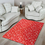 Red Paisley Bandana Pattern Print Area Rug