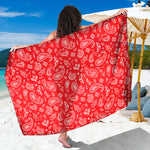 Red Paisley Bandana Pattern Print Beach Sarong Wrap
