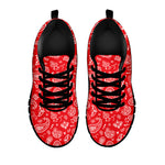 Red Paisley Bandana Pattern Print Black Sneakers
