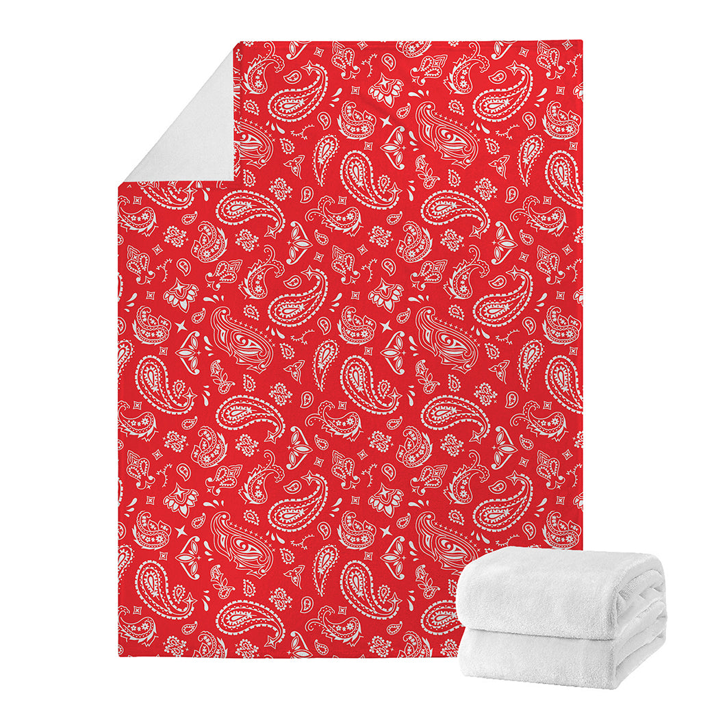 Red Paisley Bandana Pattern Print Blanket