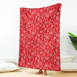 Red Paisley Bandana Pattern Print Blanket