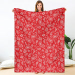 Red Paisley Bandana Pattern Print Blanket