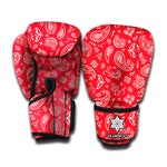 Red Paisley Bandana Pattern Print Boxing Gloves