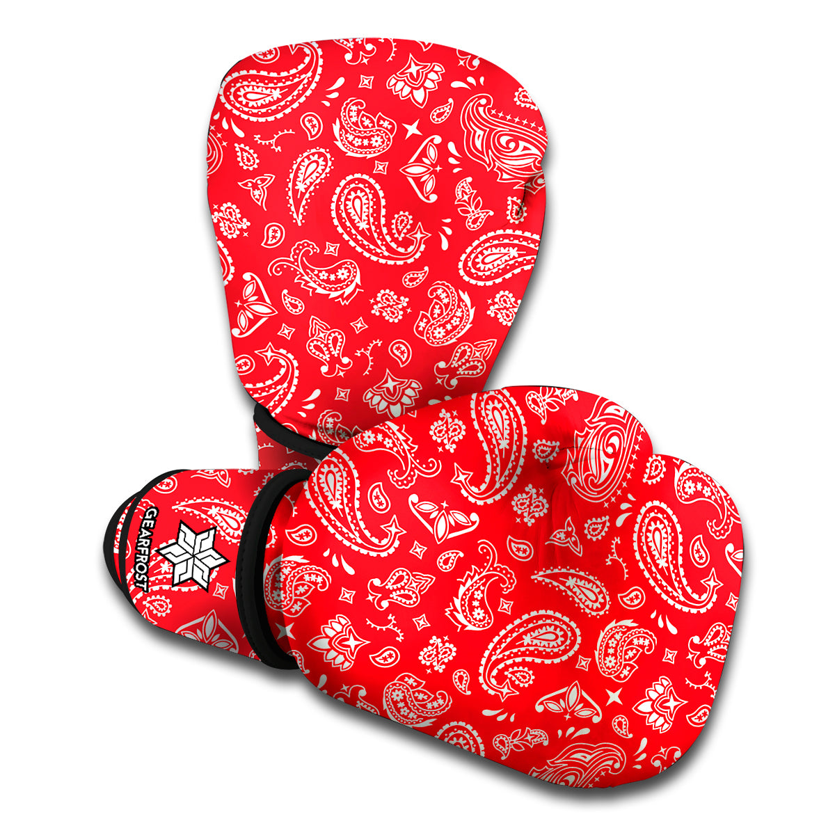 Red Paisley Bandana Pattern Print Boxing Gloves