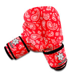 Red Paisley Bandana Pattern Print Boxing Gloves
