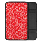 Red Paisley Bandana Pattern Print Car Center Console Cover