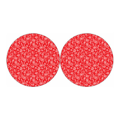 Red Paisley Bandana Pattern Print Car Coasters