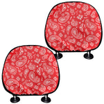 Red Paisley Bandana Pattern Print Car Headrest Covers