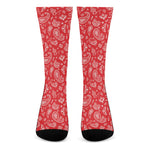 Red Paisley Bandana Pattern Print Crew Socks