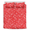 Red Paisley Bandana Pattern Print Duvet Cover Bedding Set